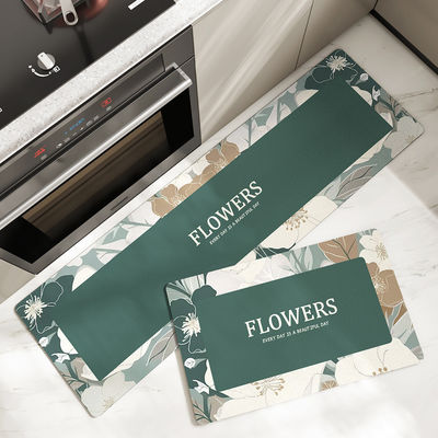 Simple Flower Kitchen Mat Absorbent and Wear-Resistant Long Strip Carpet for Household