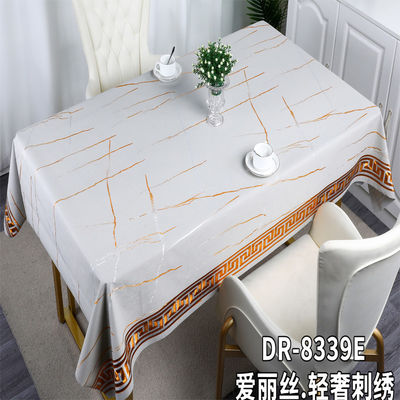 Floral Pattern Transparent Plastic Tablecloth for 6 Seater Rectangular Table Wedding Blue