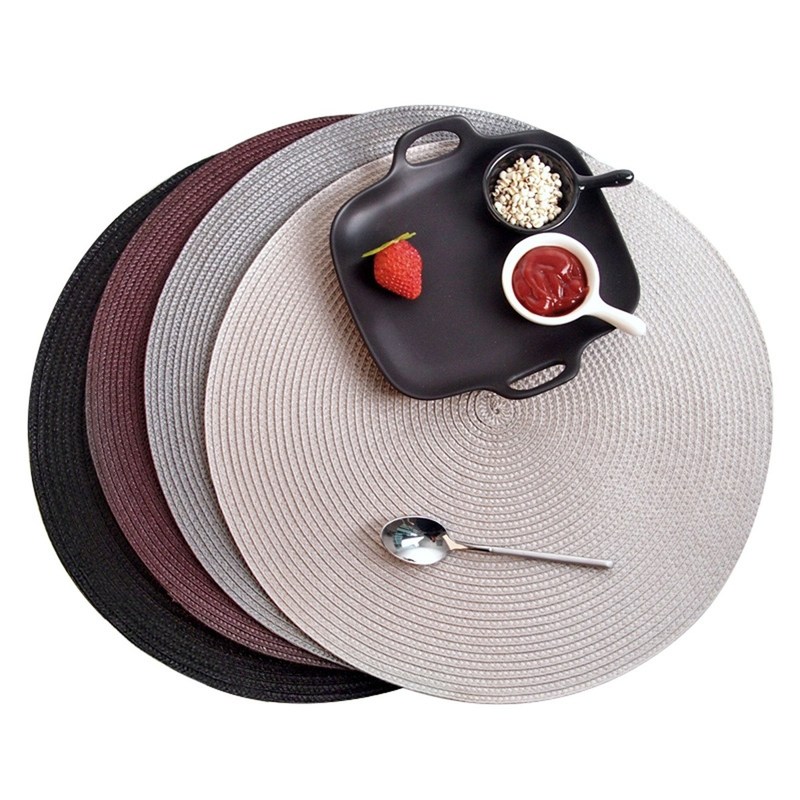 Round Washable PVC Dining Table Place Mats Diameter 38cm or Customized Size Chocolate